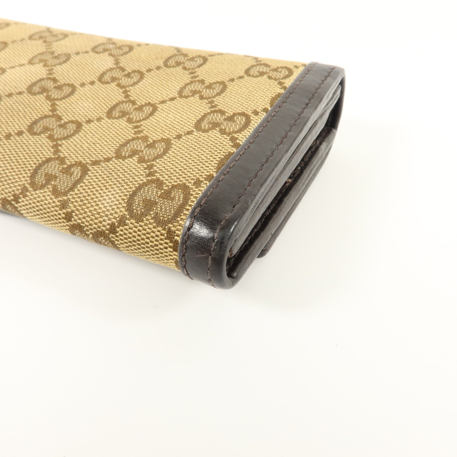 GUCCI Gucci Gg Ghw Long Wallet 282431 Gg Canvas Calfskin Leather Brown image 13