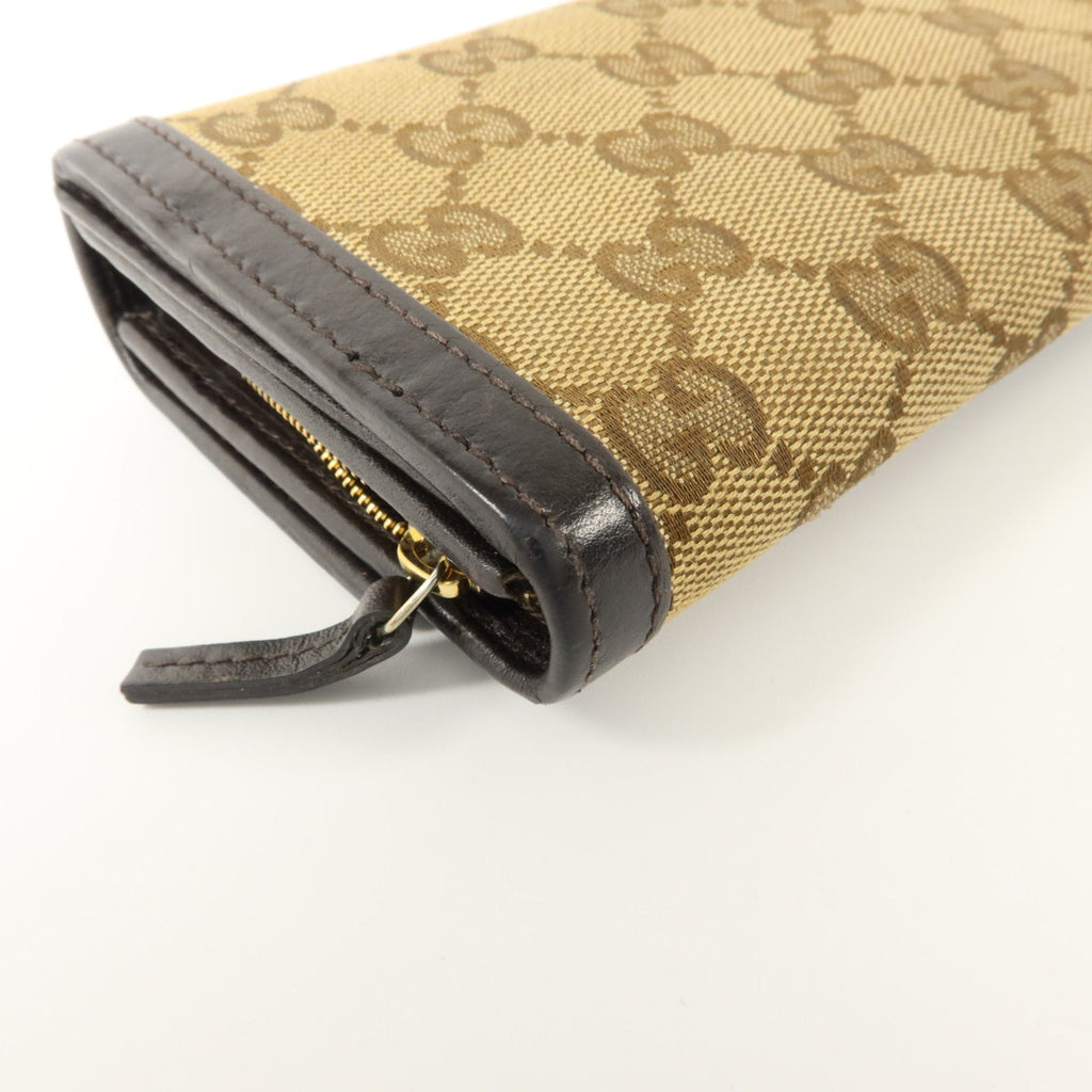 GUCCI Gucci Gg Ghw Long Wallet 282431 Gg Canvas Calfskin Leather Brown image 14