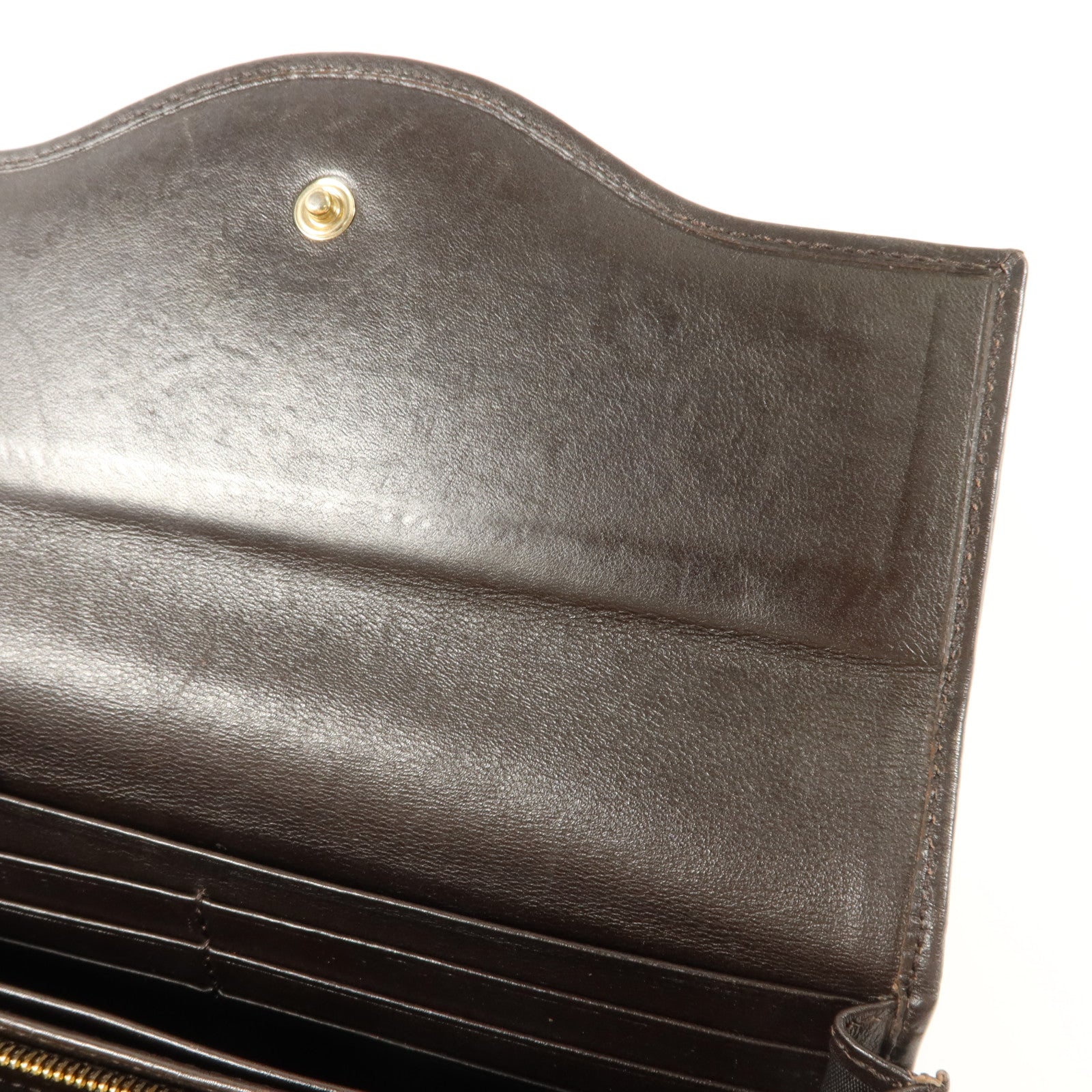GUCCI Gucci Gg Ghw Long Wallet 282431 Gg Canvas Calfskin Leather Brown image 19