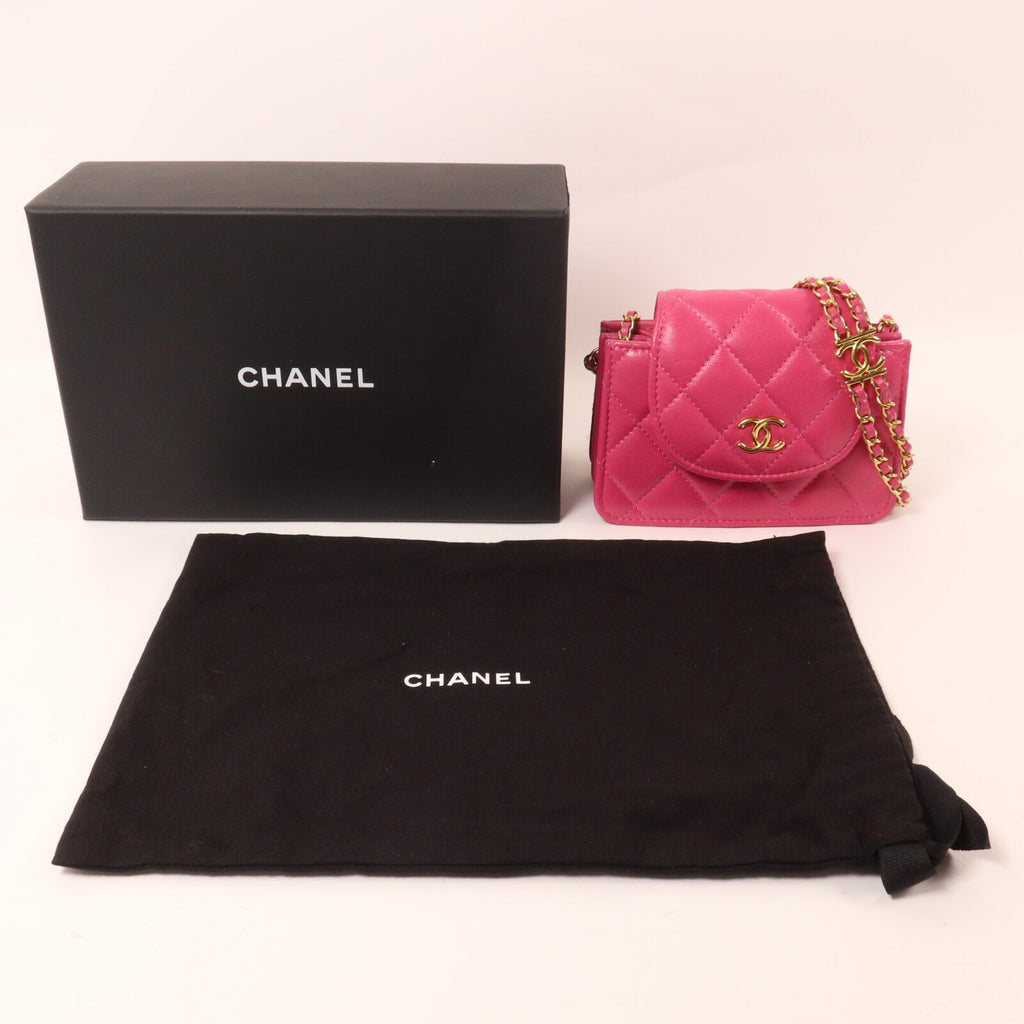 CHANEL Chanel Cc Ghw Card Holder Chain Shoulder Bag Ap3002 Calfskin Leather Pink image 10