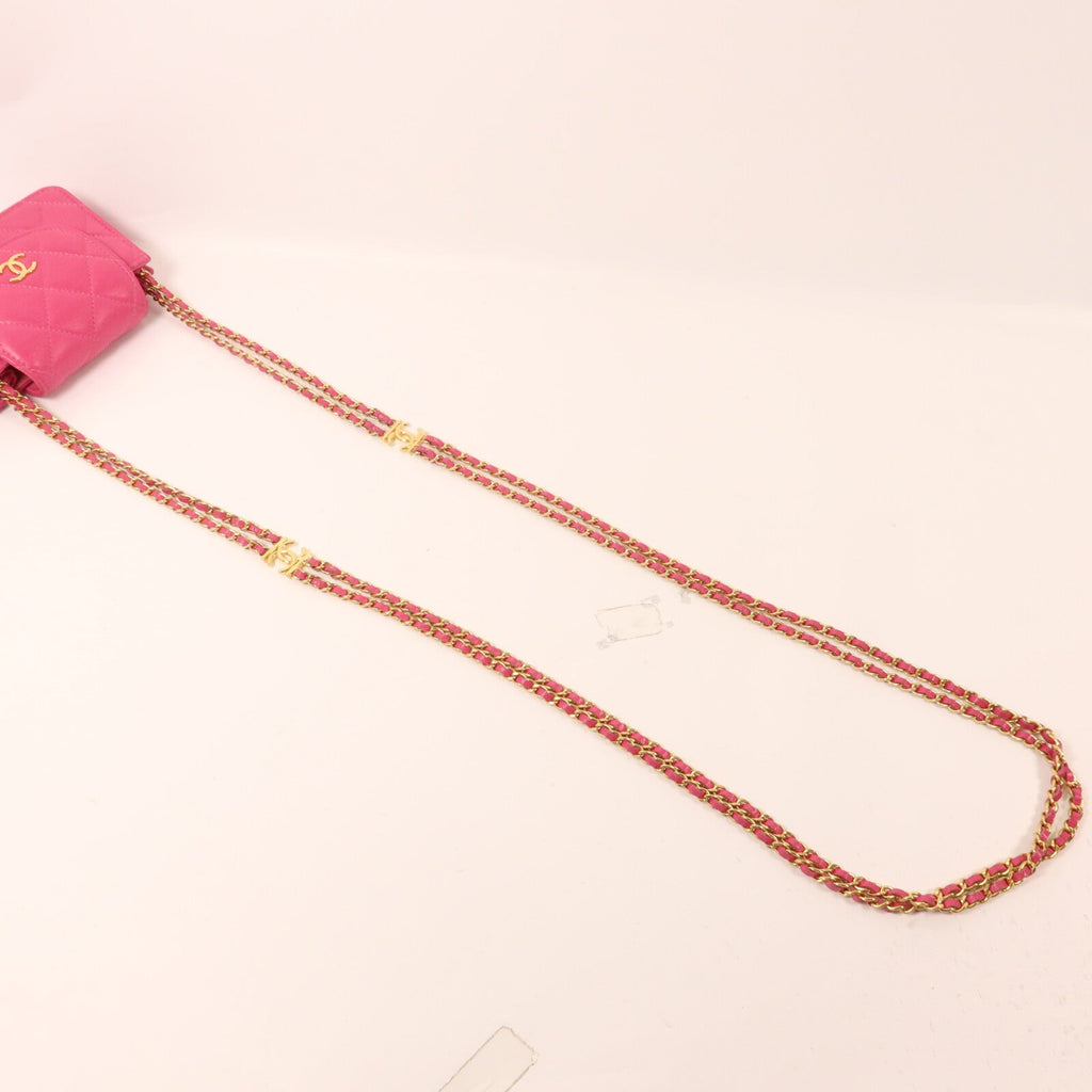 CHANEL Chanel Cc Ghw Card Holder Chain Shoulder Bag Ap3002 Calfskin Leather Pink image 8