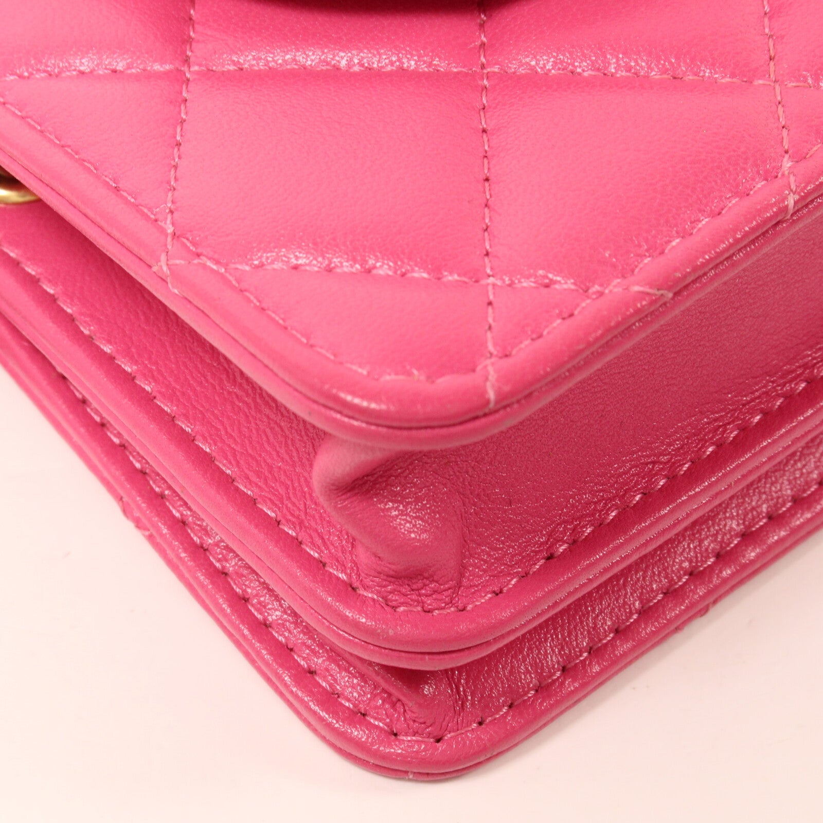 CHANEL Chanel Cc Ghw Card Holder Chain Shoulder Bag Ap3002 Calfskin Leather Pink image 12