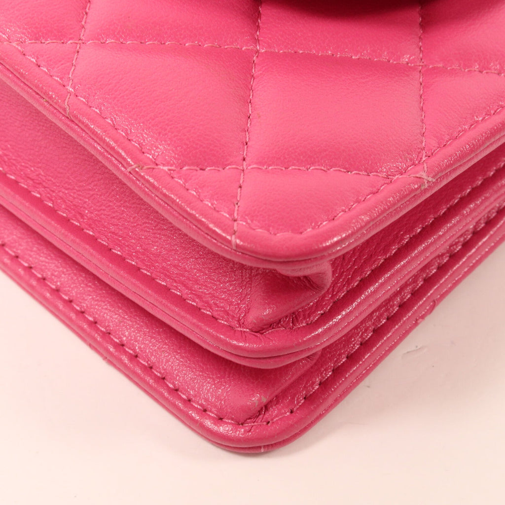 CHANEL Chanel Cc Ghw Card Holder Chain Shoulder Bag Ap3002 Calfskin Leather Pink image 13