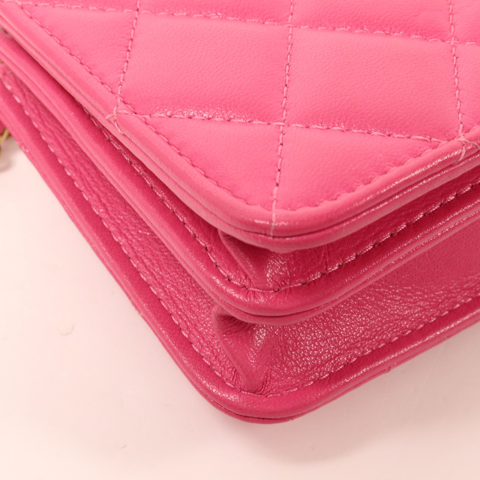 CHANEL Chanel Cc Ghw Card Holder Chain Shoulder Bag Ap3002 Calfskin Leather Pink image 14