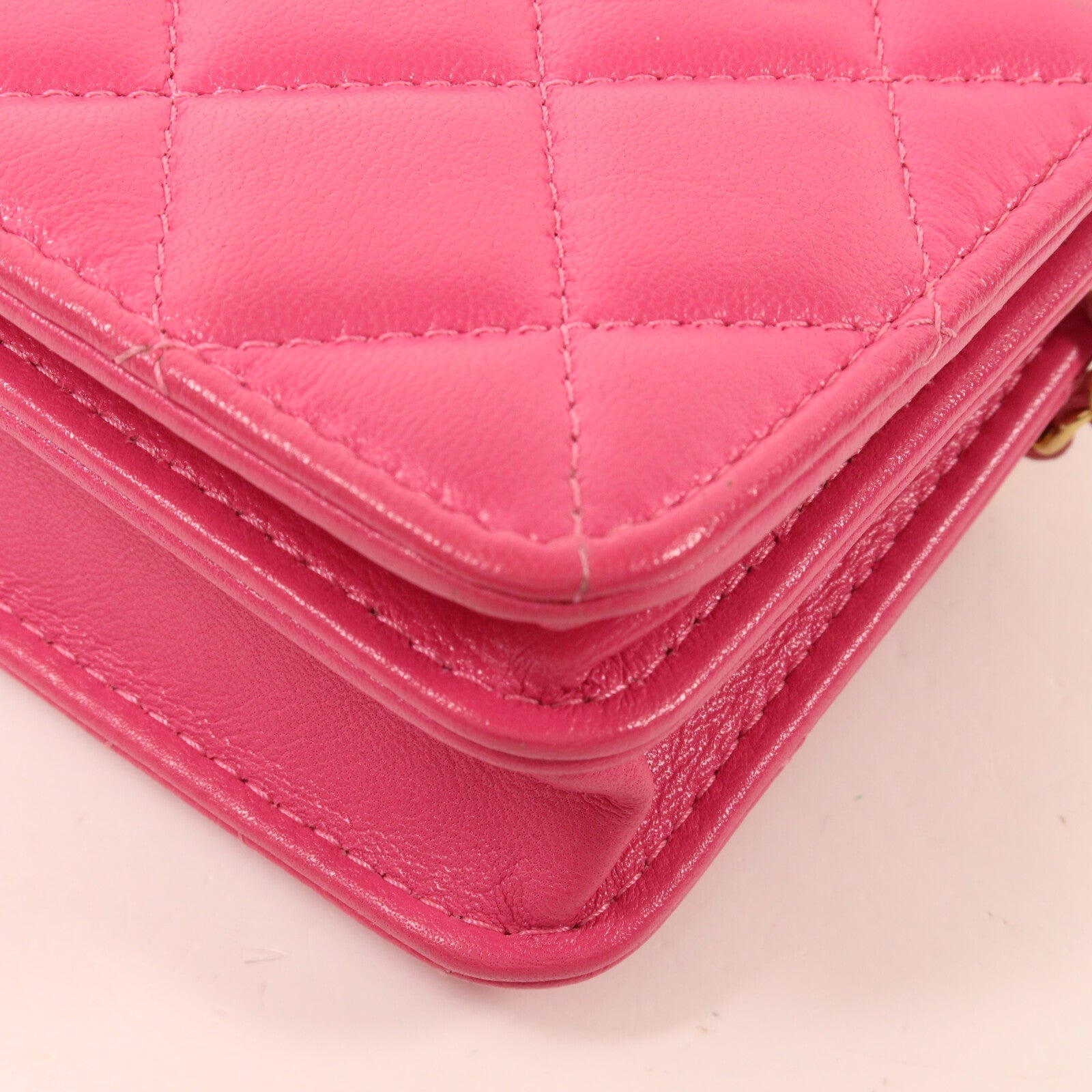CHANEL Chanel Cc Ghw Card Holder Chain Shoulder Bag Ap3002 Calfskin Leather Pink image 15