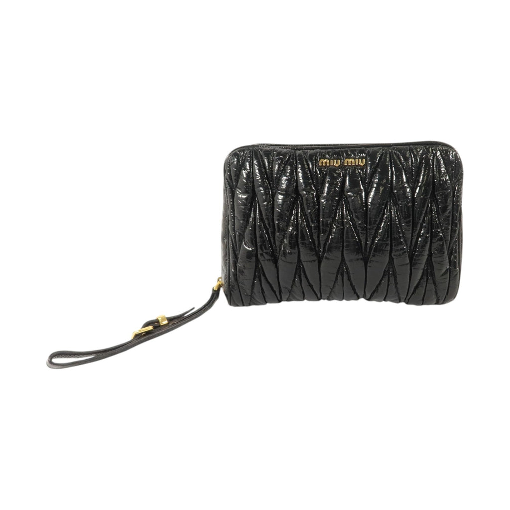 MIU MIU Miu Miu Ghw Clutch Bag Handbag Pouch Patent Leather Black image 1