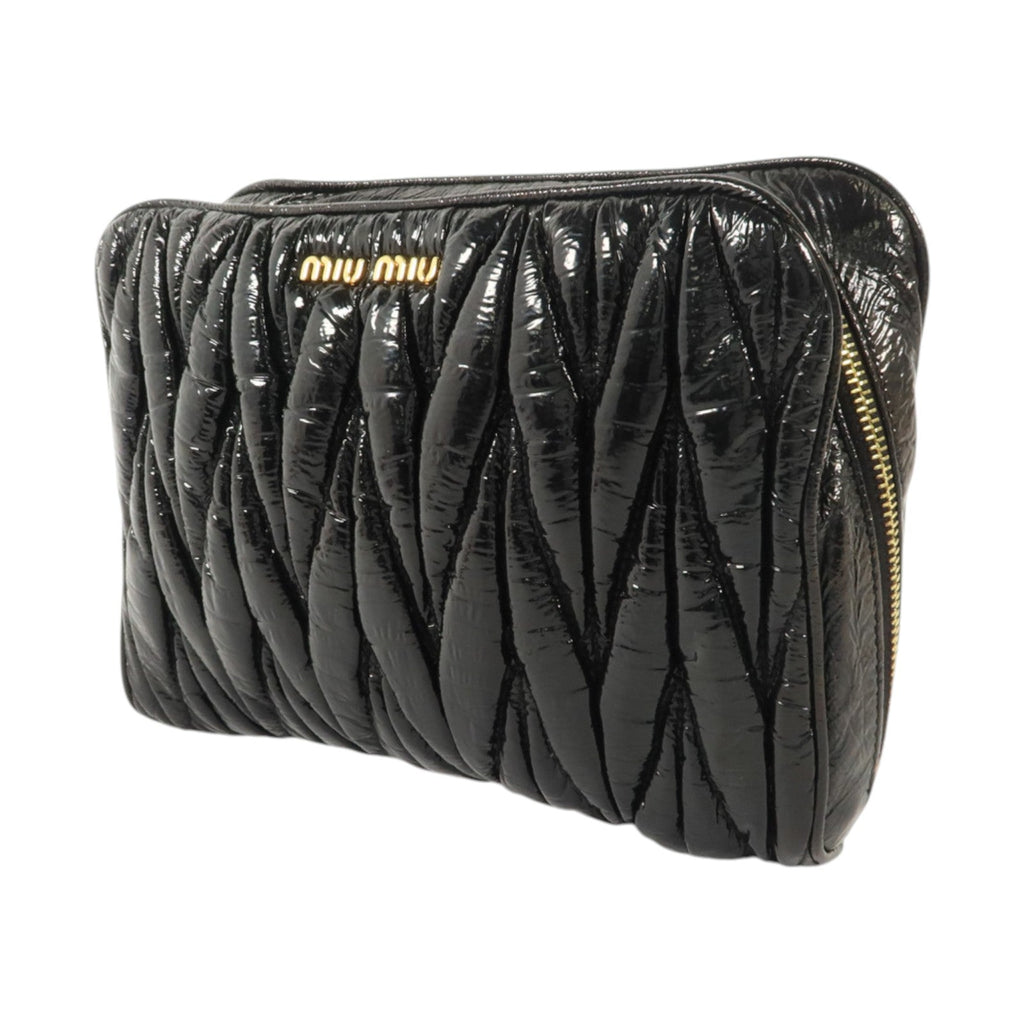 MIU MIU Miu Miu Ghw Clutch Bag Handbag Pouch Patent Leather Black image 2