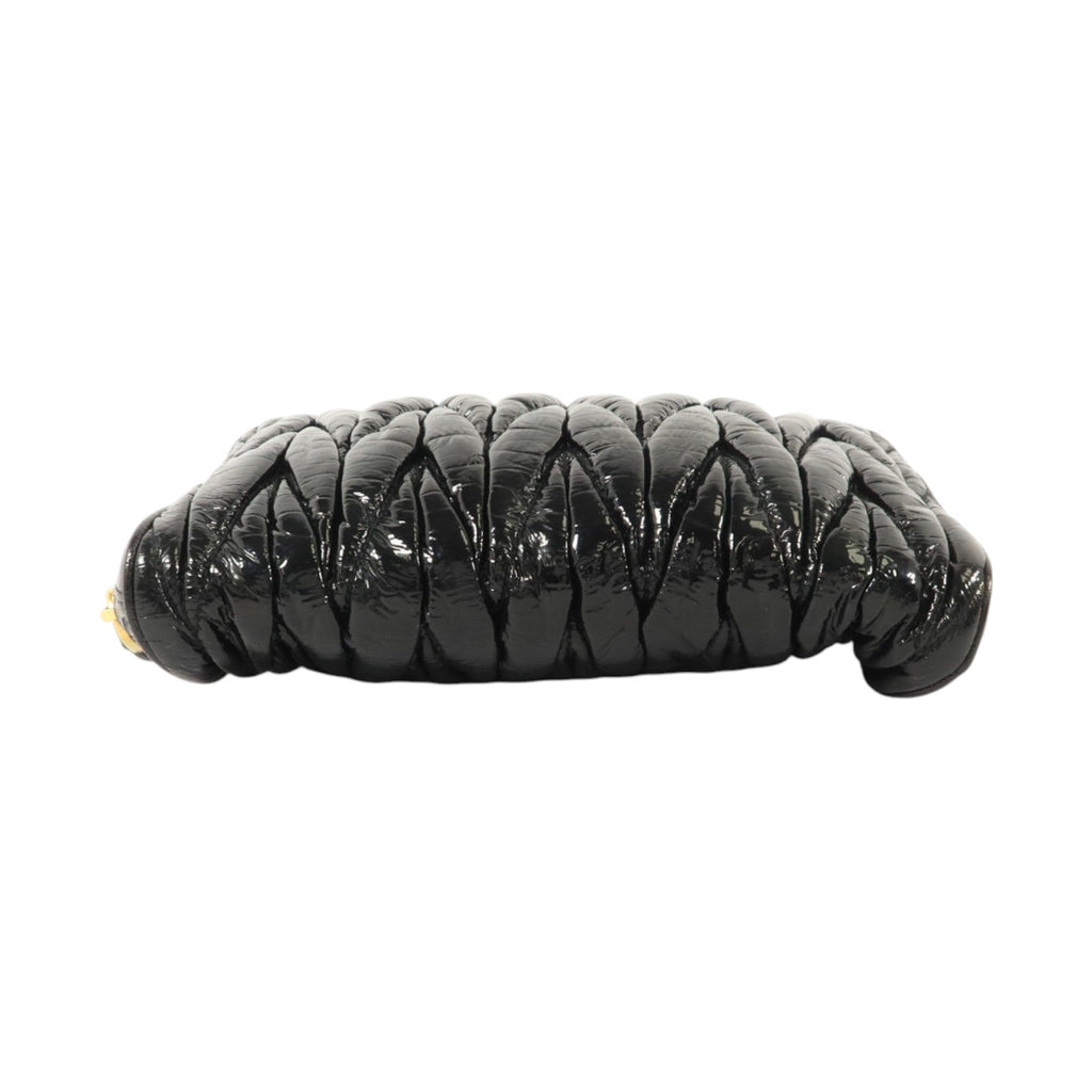 MIU MIU Miu Miu Ghw Clutch Bag Handbag Pouch Patent Leather Black image 4