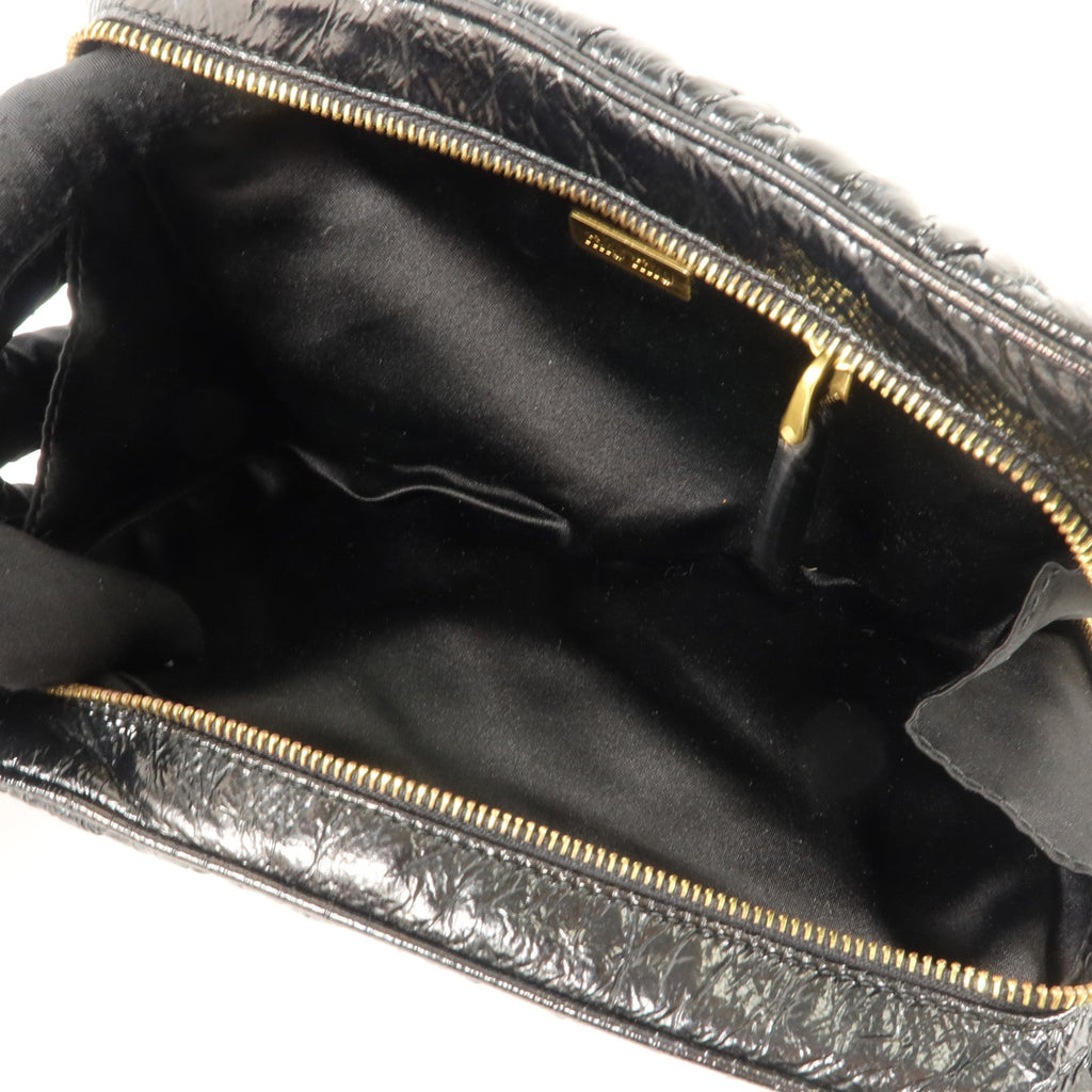 MIU MIU Miu Miu Ghw Clutch Bag Handbag Pouch Patent Leather Black image 5