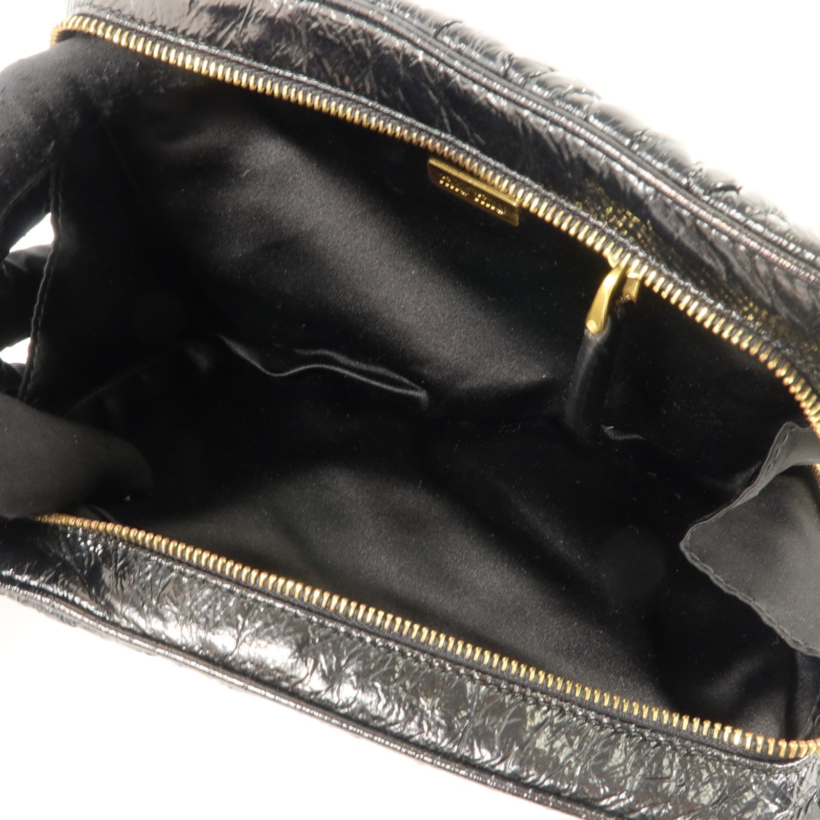 MIU MIU Miu Miu Ghw Clutch Bag Handbag Pouch Patent Leather Black image 5