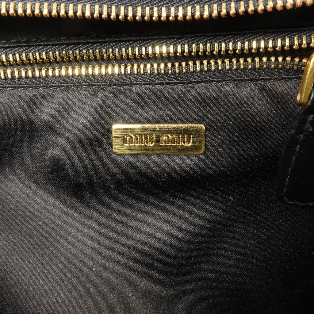 MIU MIU Miu Miu Ghw Clutch Bag Handbag Pouch Patent Leather Black image 6