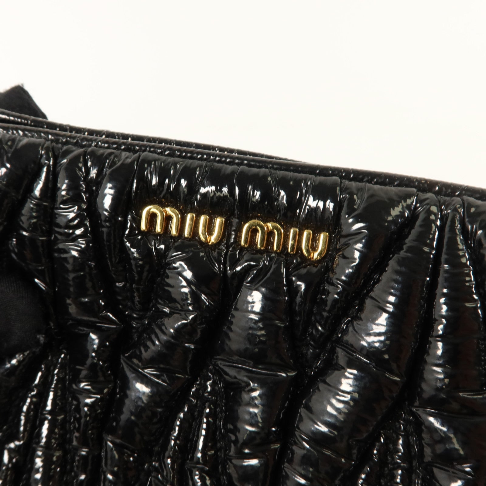MIU MIU Miu Miu Ghw Clutch Bag Handbag Pouch Patent Leather Black image 8