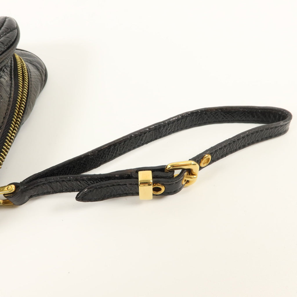 MIU MIU Miu Miu Ghw Clutch Bag Handbag Pouch Patent Leather Black image 9