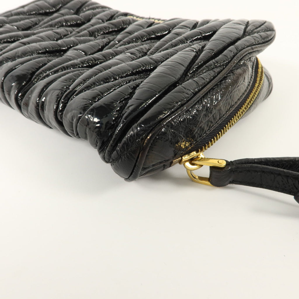 MIU MIU Miu Miu Ghw Clutch Bag Handbag Pouch Patent Leather Black image 10