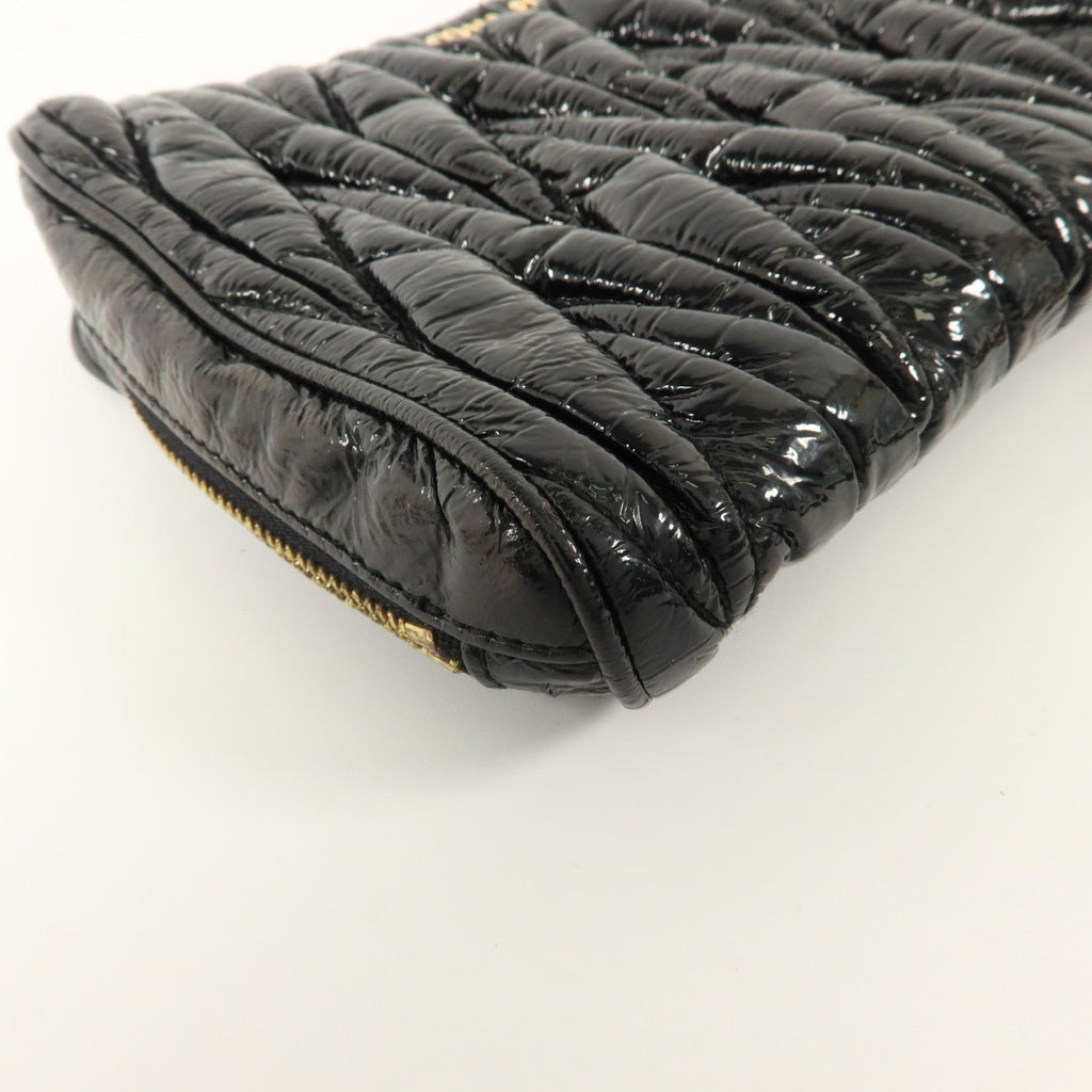 MIU MIU Miu Miu Ghw Clutch Bag Handbag Pouch Patent Leather Black image 11