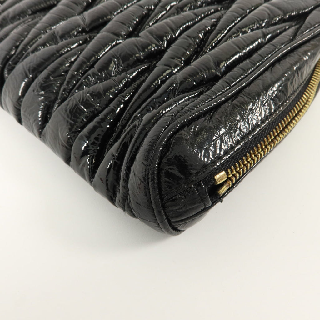 MIU MIU Miu Miu Ghw Clutch Bag Handbag Pouch Patent Leather Black image 12