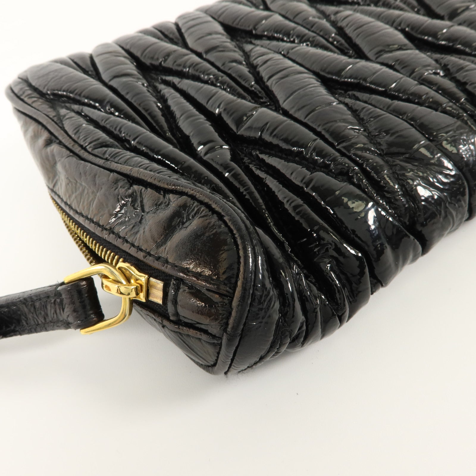 MIU MIU Miu Miu Ghw Clutch Bag Handbag Pouch Patent Leather Black image 13