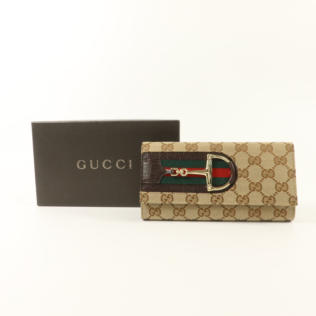 GUCCI Gucci Gg Ghw Vintage Web Horsebit Long Trifold Wallet 138032 Gg Canvas Brown image 9