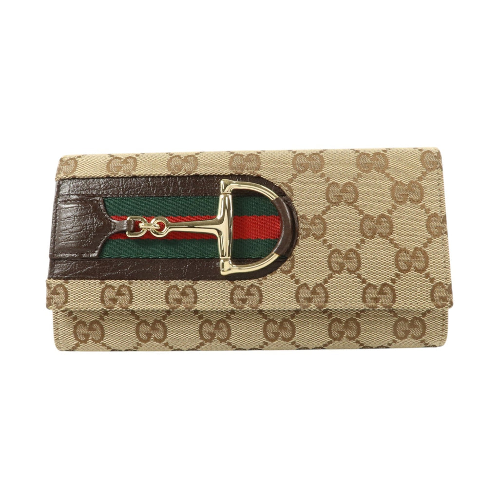 GUCCI Gucci Gg Ghw Vintage Web Horsebit Long Trifold Wallet 138032 Gg Canvas Brown image 1