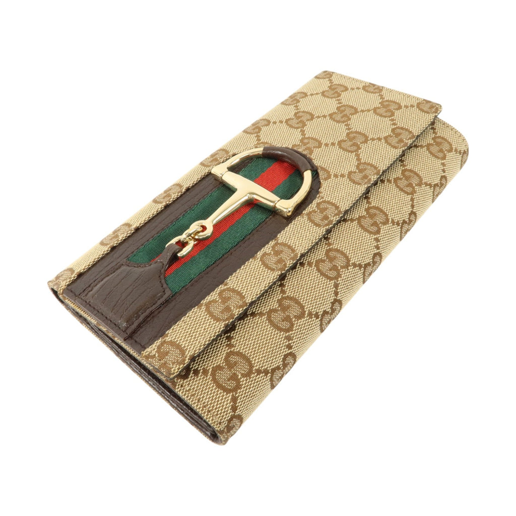 GUCCI Gucci Gg Ghw Vintage Web Horsebit Long Trifold Wallet 138032 Gg Canvas Brown image 3