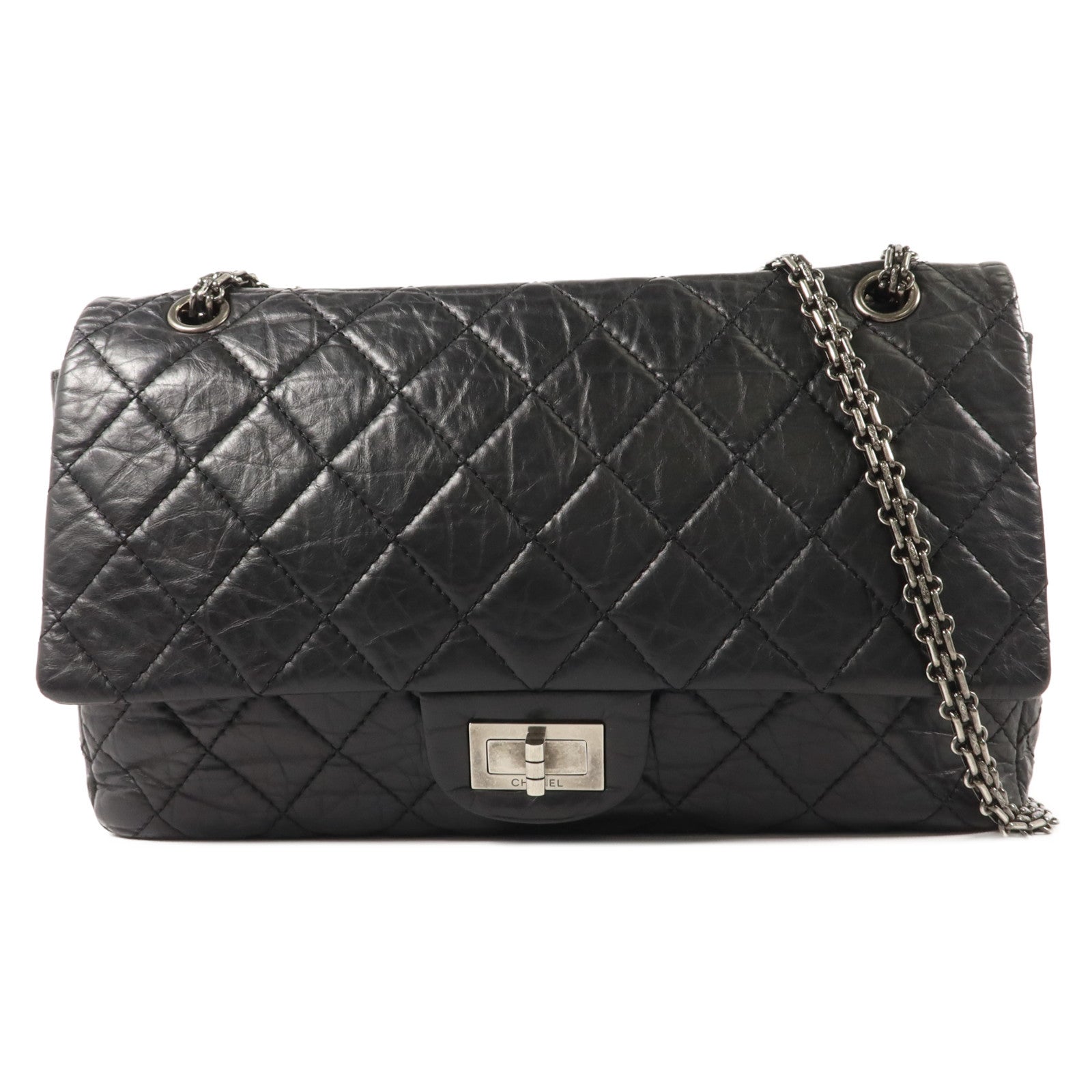 CHANEL Chanel Cc Shw 2.55 Maxi Chain Shoulder Bag Calfskin Leather Black image 1