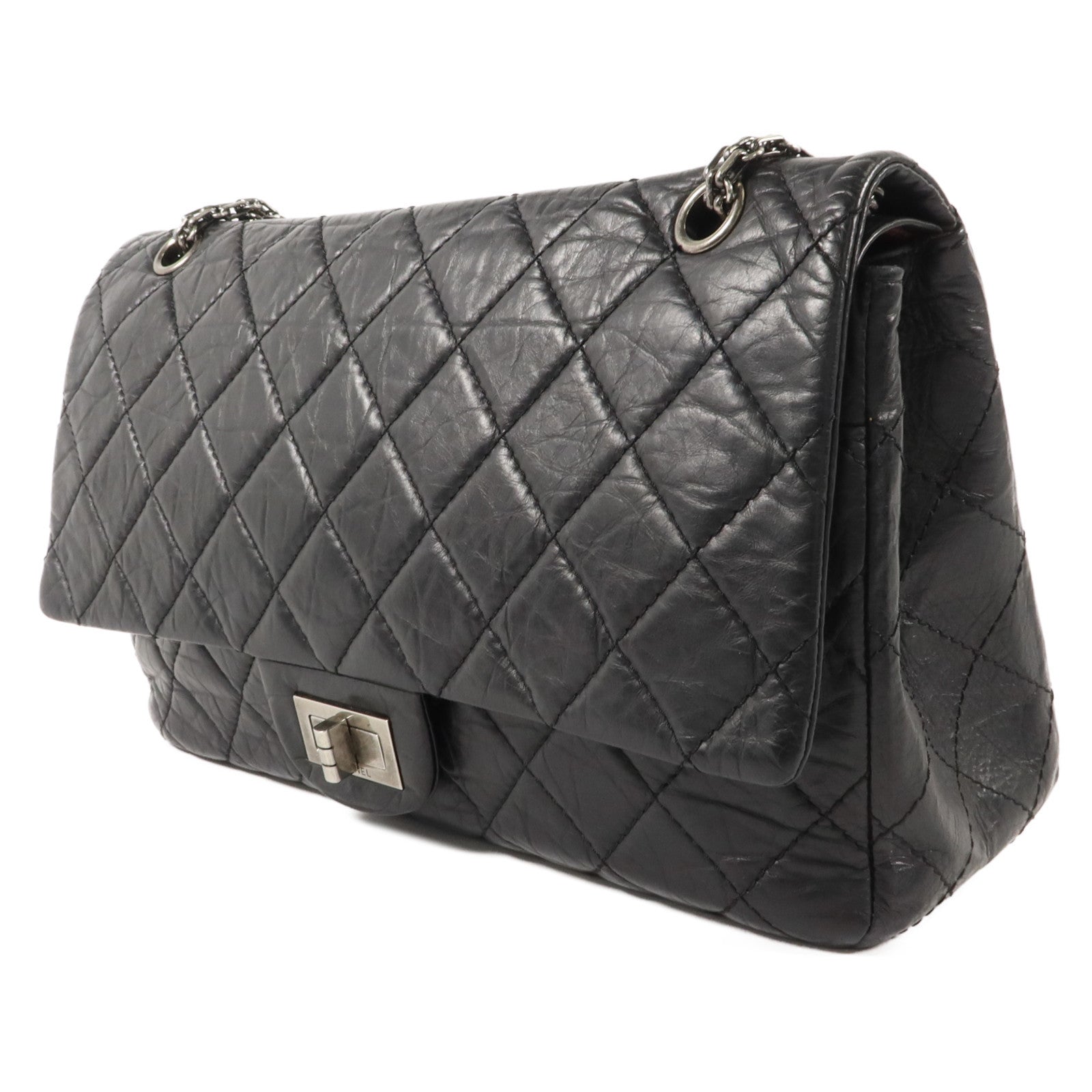 CHANEL Chanel Cc Shw 2.55 Maxi Chain Shoulder Bag Calfskin Leather Black image 3