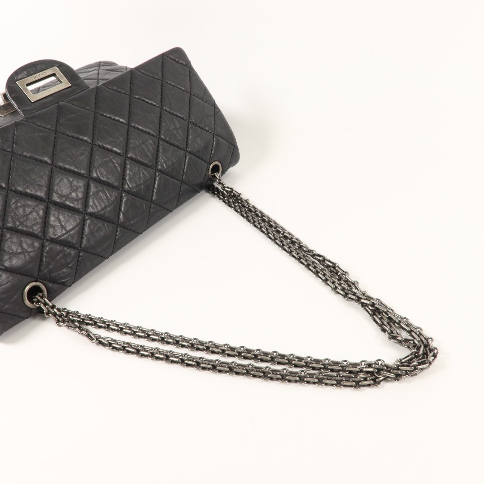 CHANEL Chanel Cc Shw 2.55 Maxi Chain Shoulder Bag Calfskin Leather Black image 8