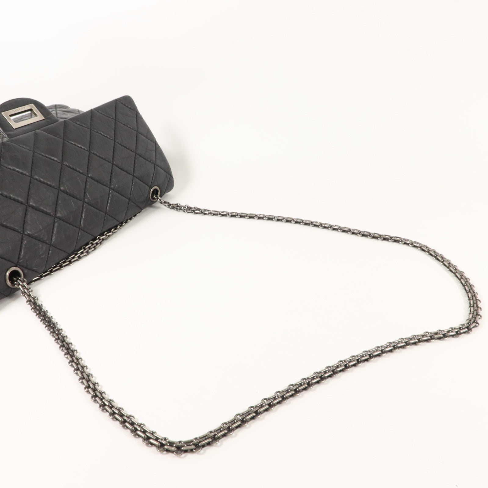 CHANEL Chanel Cc Shw 2.55 Maxi Chain Shoulder Bag Calfskin Leather Black image 9