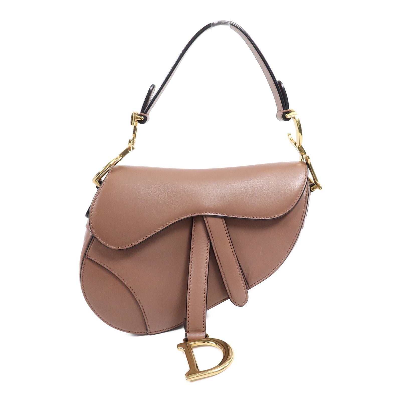 DIOR Christian Dior Cd Ghw Saddle Mini Shoulder Bag Calfskin Leather Brown image 1