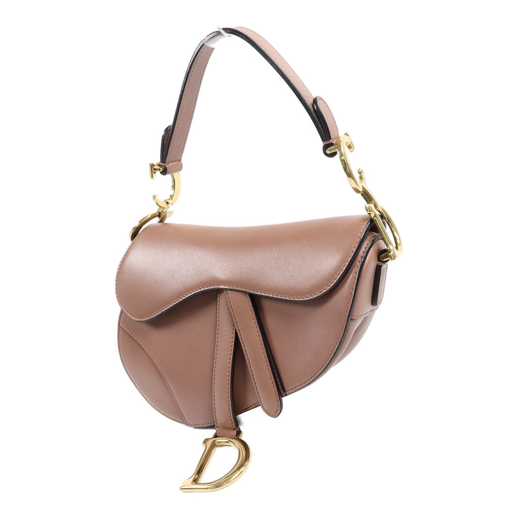 DIOR Christian Dior Cd Ghw Saddle Mini Shoulder Bag Calfskin Leather Brown image 3