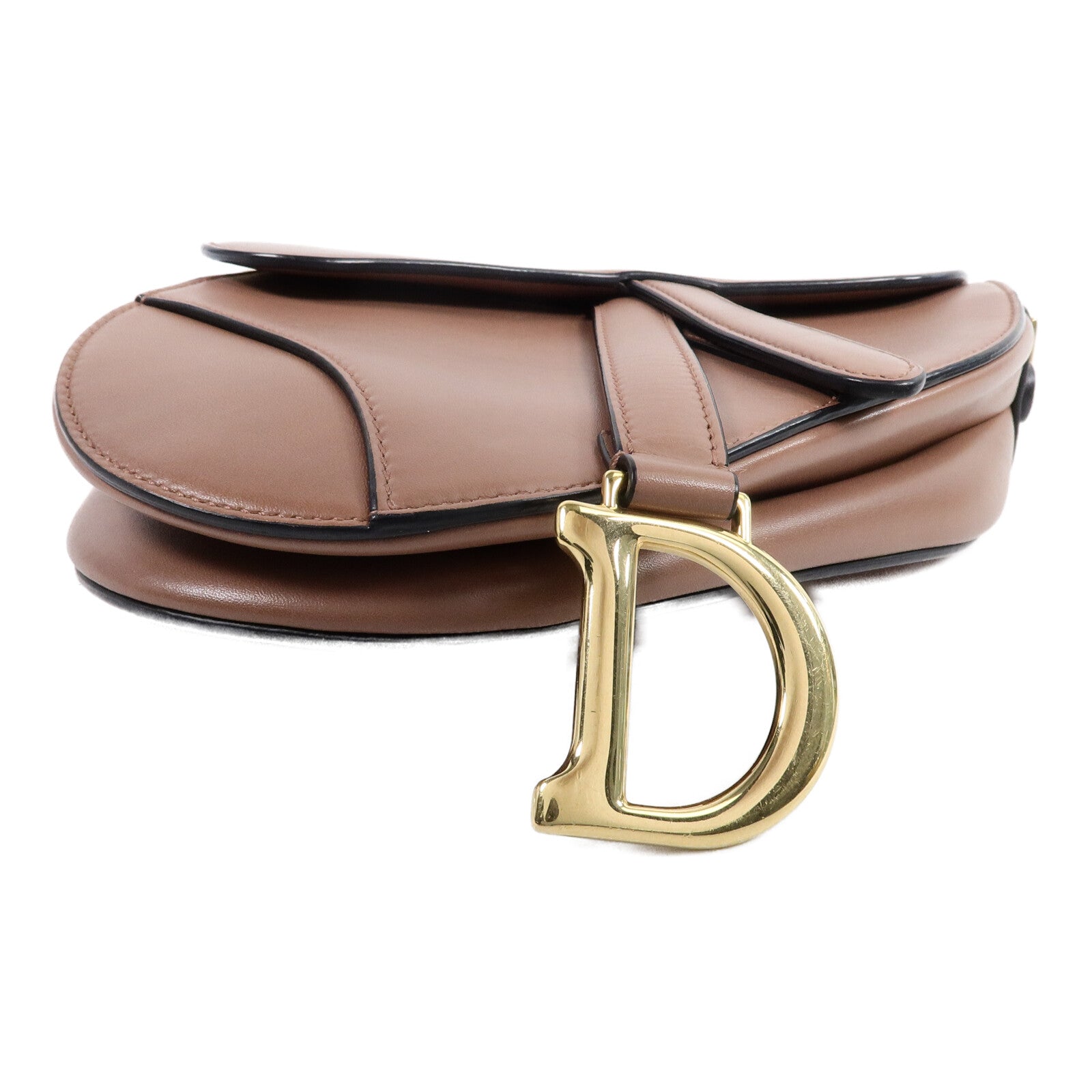 DIOR Christian Dior Cd Ghw Saddle Mini Shoulder Bag Calfskin Leather Brown image 4