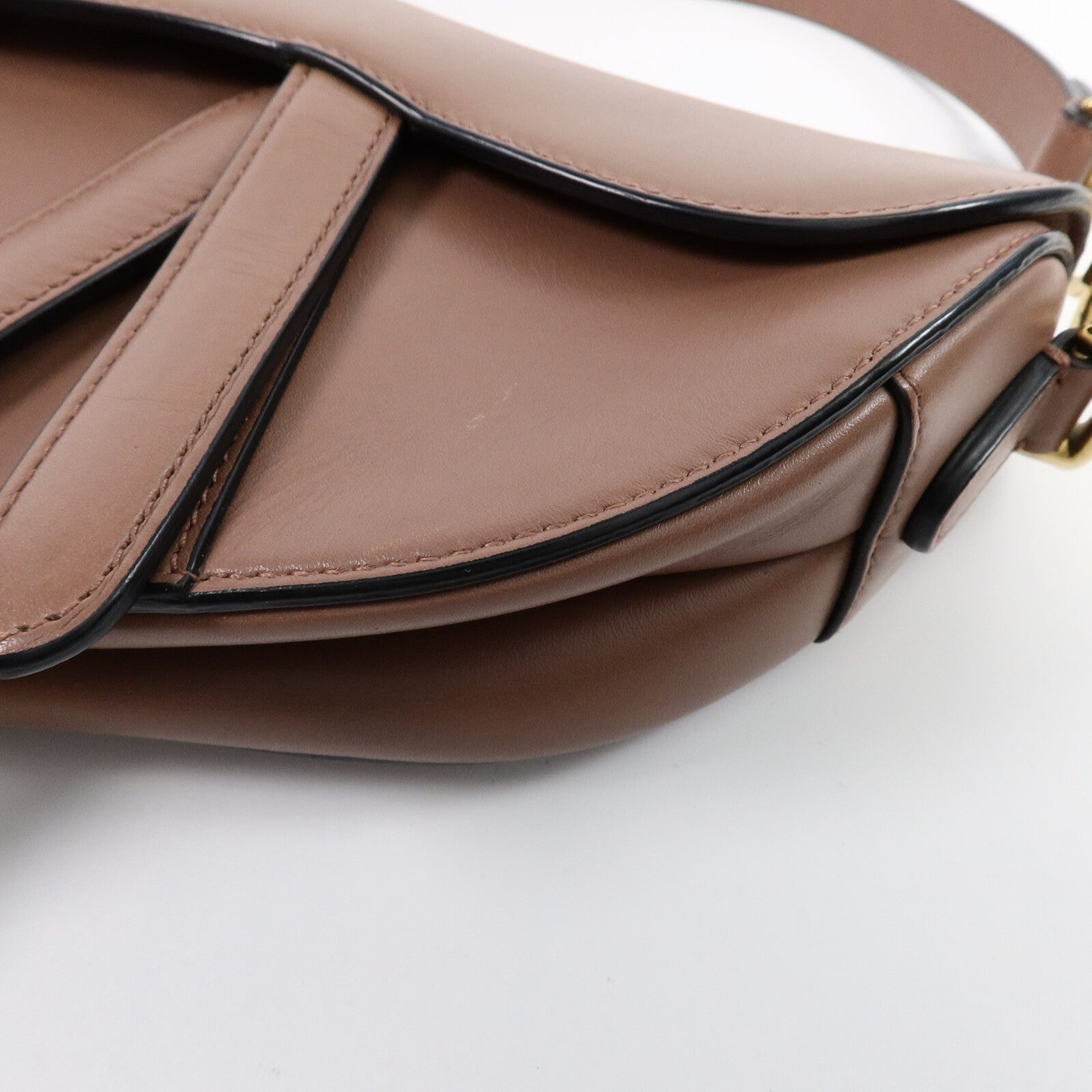 DIOR Christian Dior Cd Ghw Saddle Mini Shoulder Bag Calfskin Leather Brown image 12