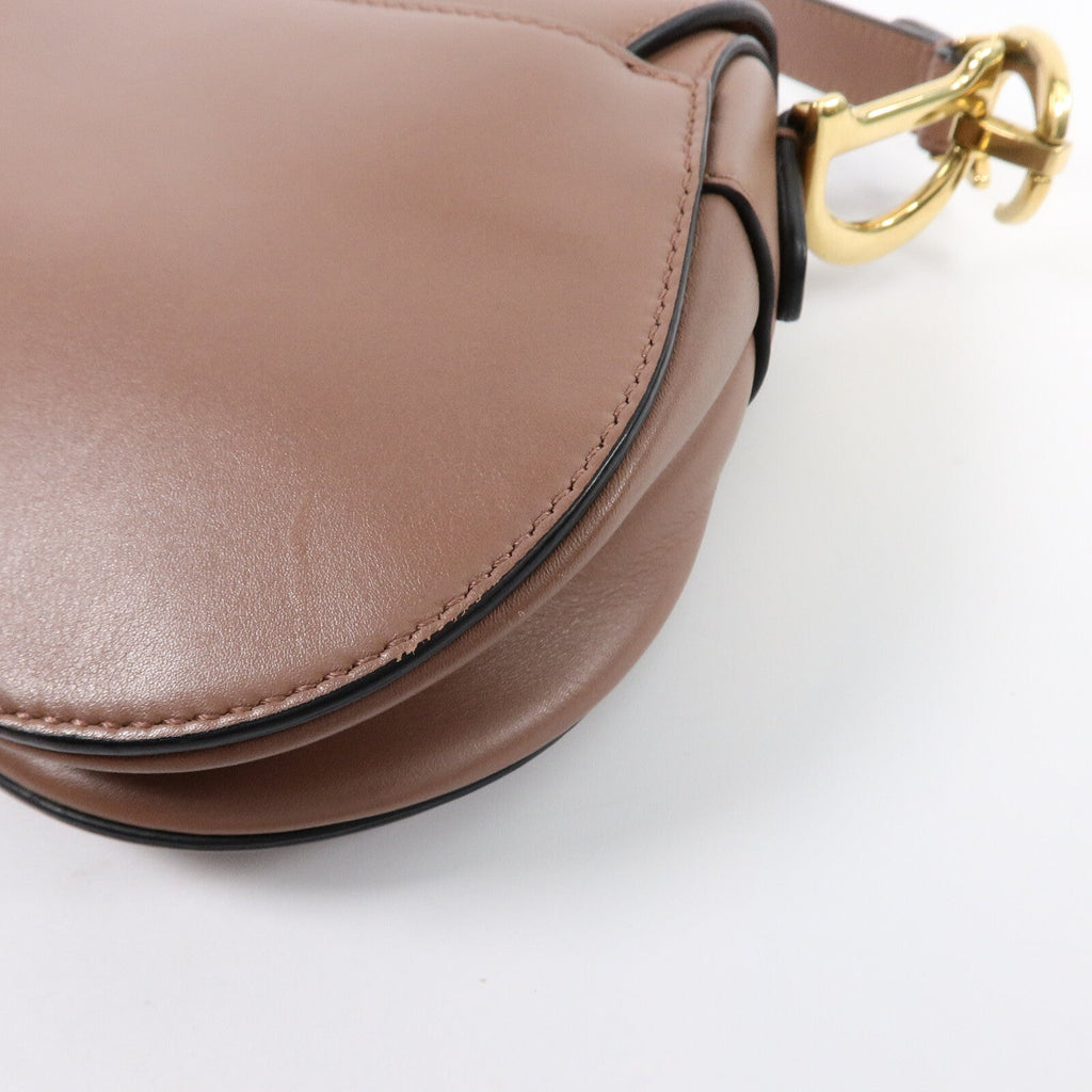 DIOR Christian Dior Cd Ghw Saddle Mini Shoulder Bag Calfskin Leather Brown image 10