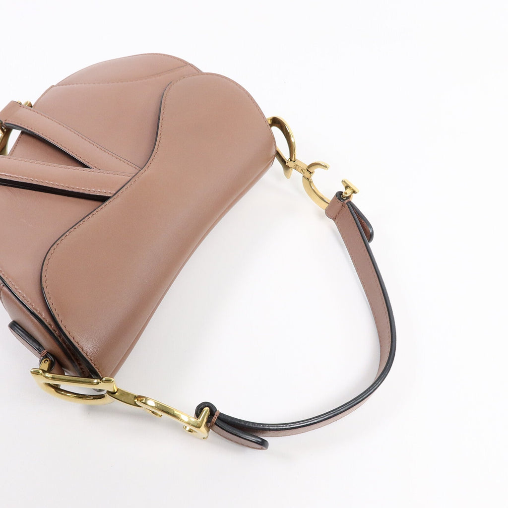 DIOR Christian Dior Cd Ghw Saddle Mini Shoulder Bag Calfskin Leather Brown image 8