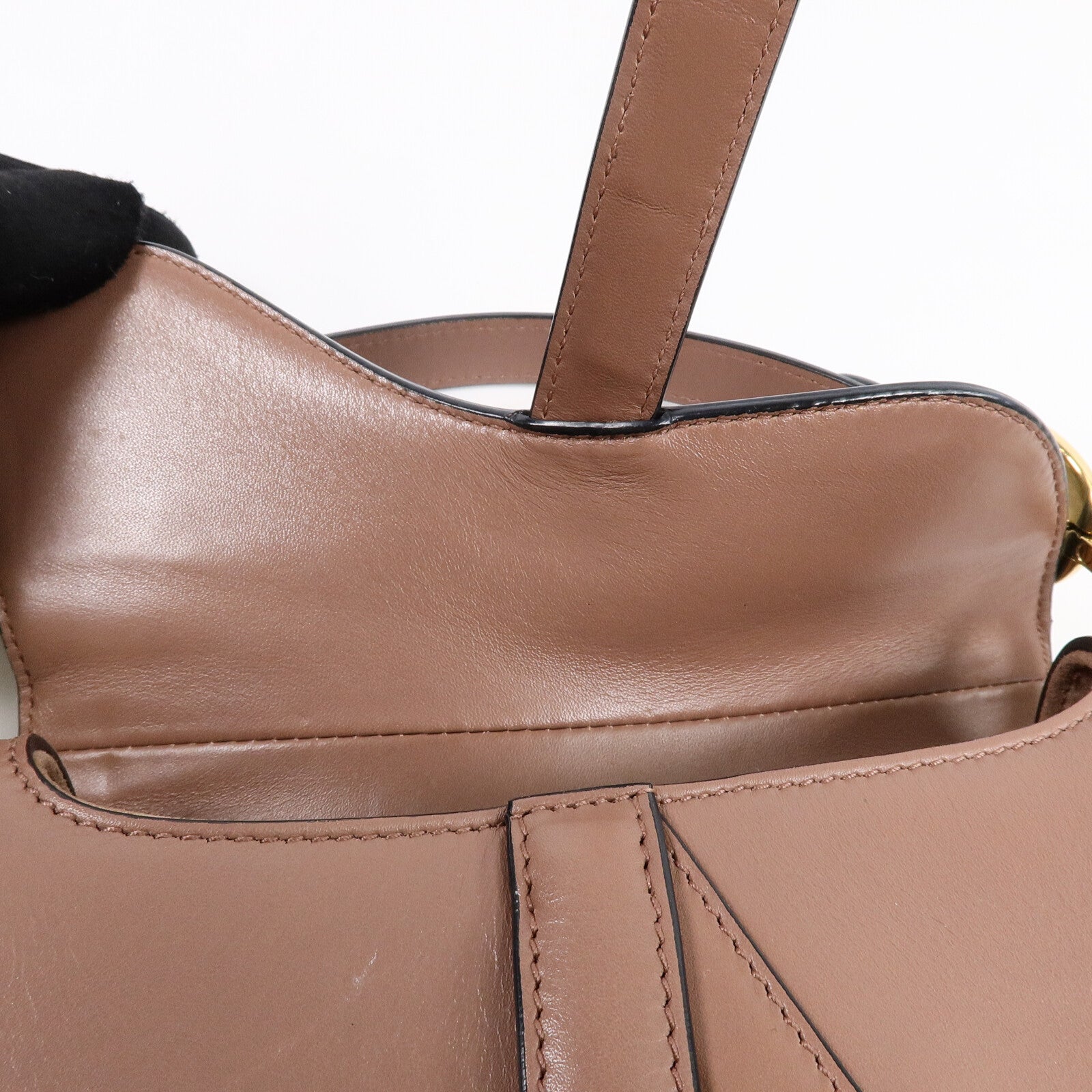 DIOR Christian Dior Cd Ghw Saddle Mini Shoulder Bag Calfskin Leather Brown image 13
