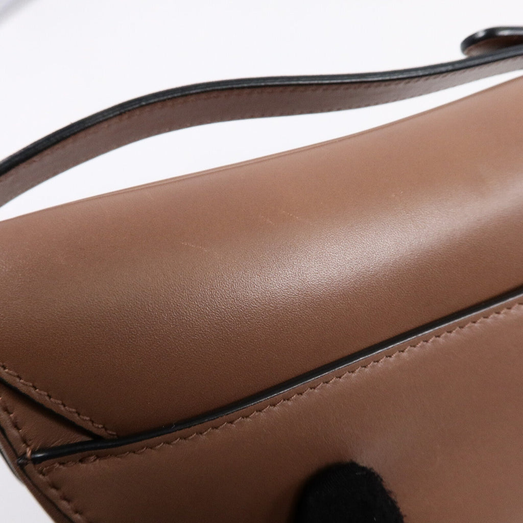 DIOR Christian Dior Cd Ghw Saddle Mini Shoulder Bag Calfskin Leather Brown image 14