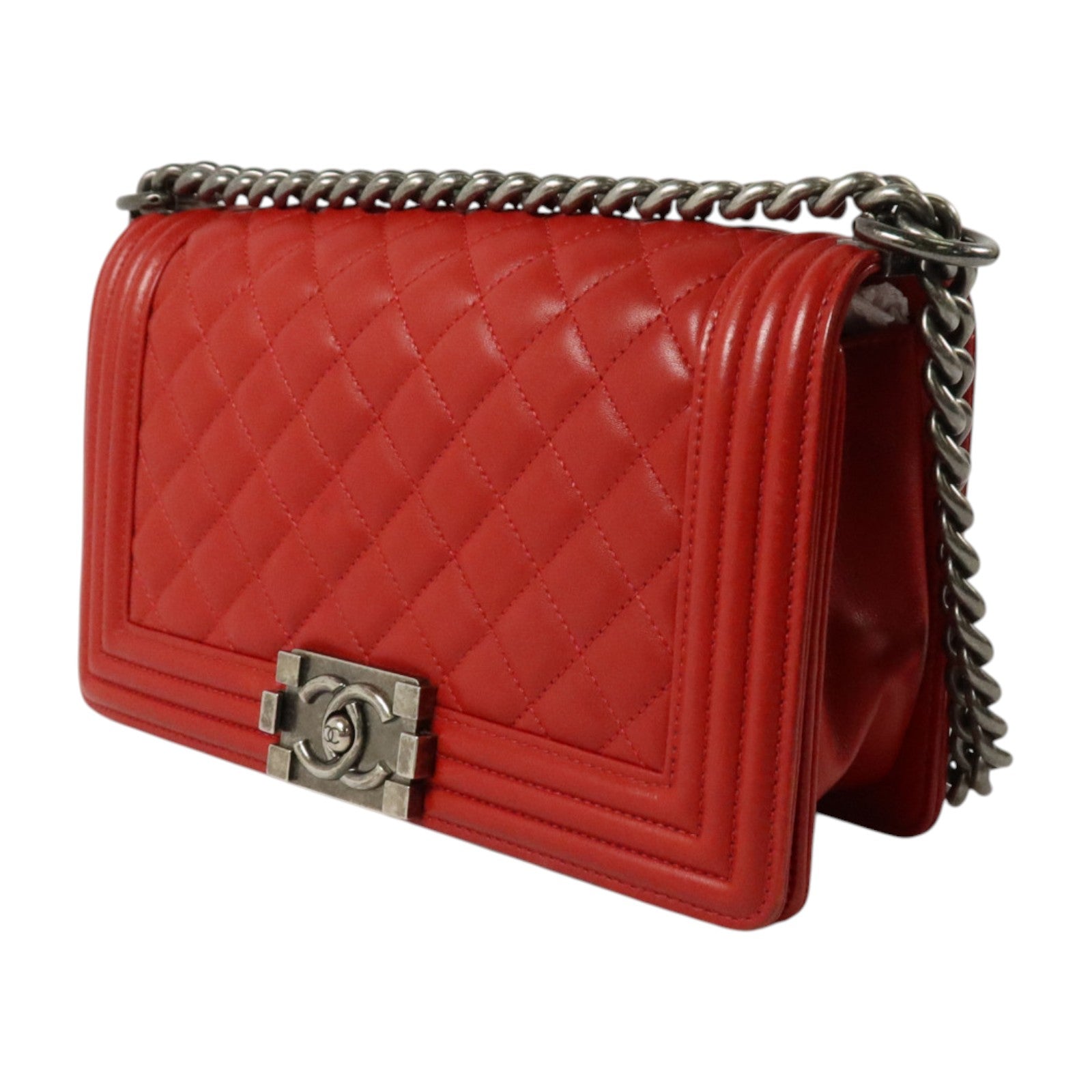 CHANEL Chanel Cc Shw Boy 25 Chain Shoulder Bag A67086 Calfskin Leather Red image 3