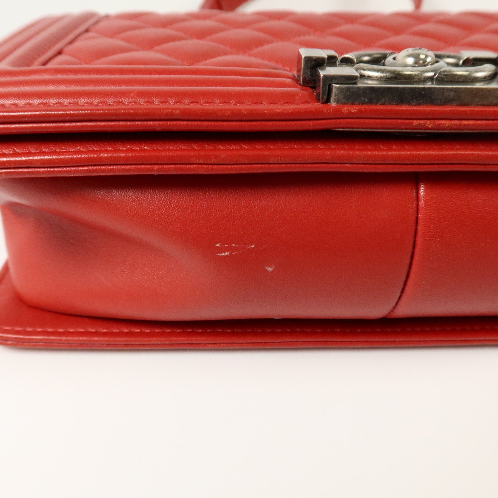 CHANEL Chanel Cc Shw Boy 25 Chain Shoulder Bag A67086 Calfskin Leather Red image 15