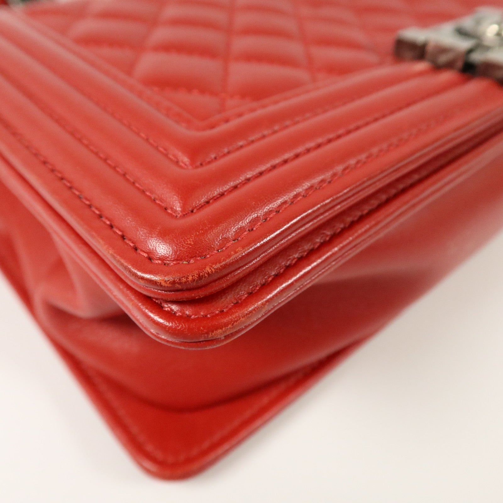 CHANEL Chanel Cc Shw Boy 25 Chain Shoulder Bag A67086 Calfskin Leather Red image 11