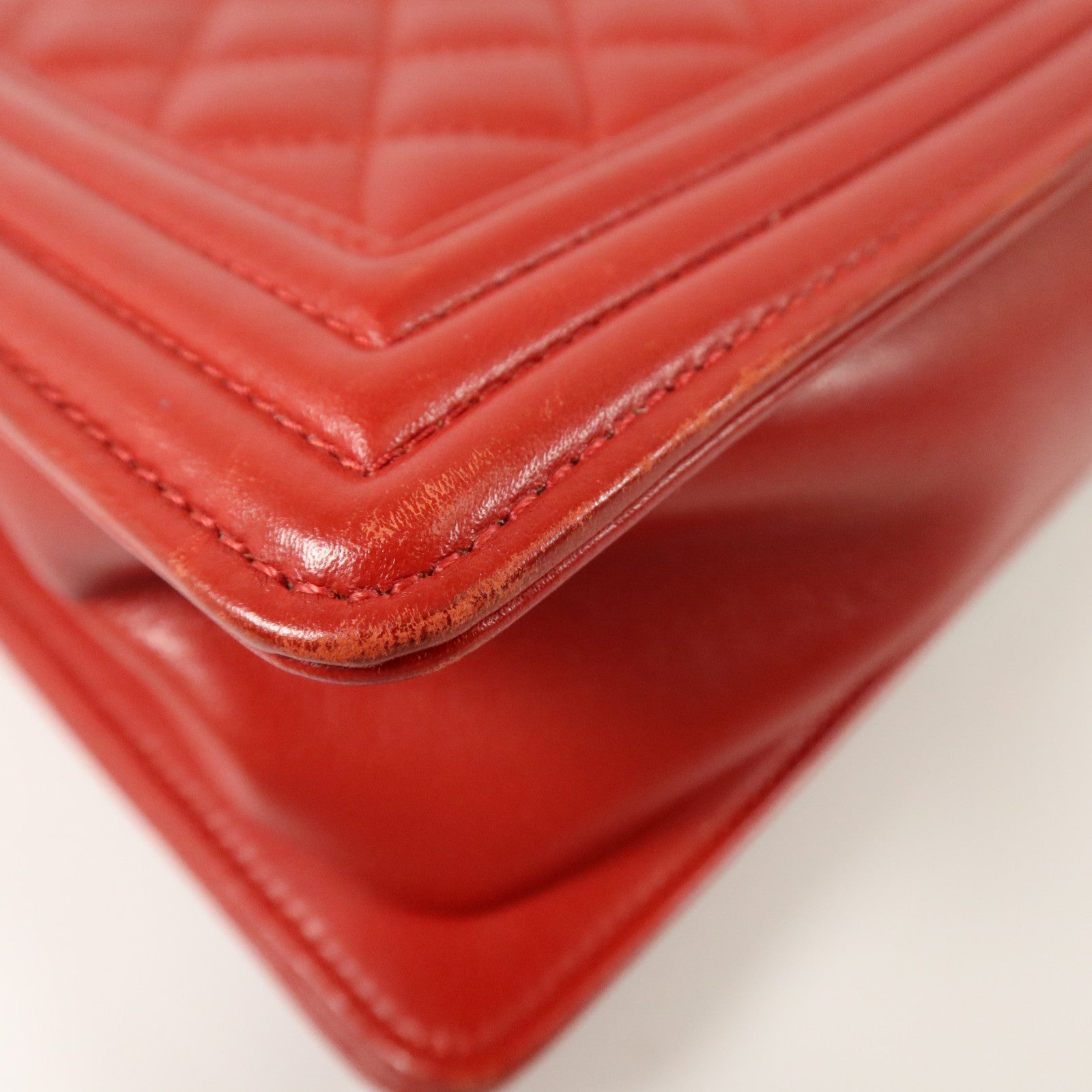 CHANEL Chanel Cc Shw Boy 25 Chain Shoulder Bag A67086 Calfskin Leather Red image 13
