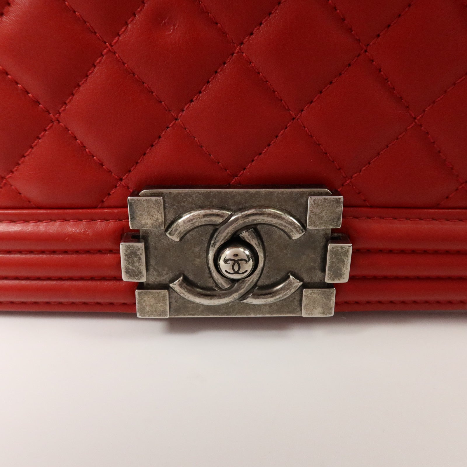 CHANEL Chanel Cc Shw Boy 25 Chain Shoulder Bag A67086 Calfskin Leather Red image 9