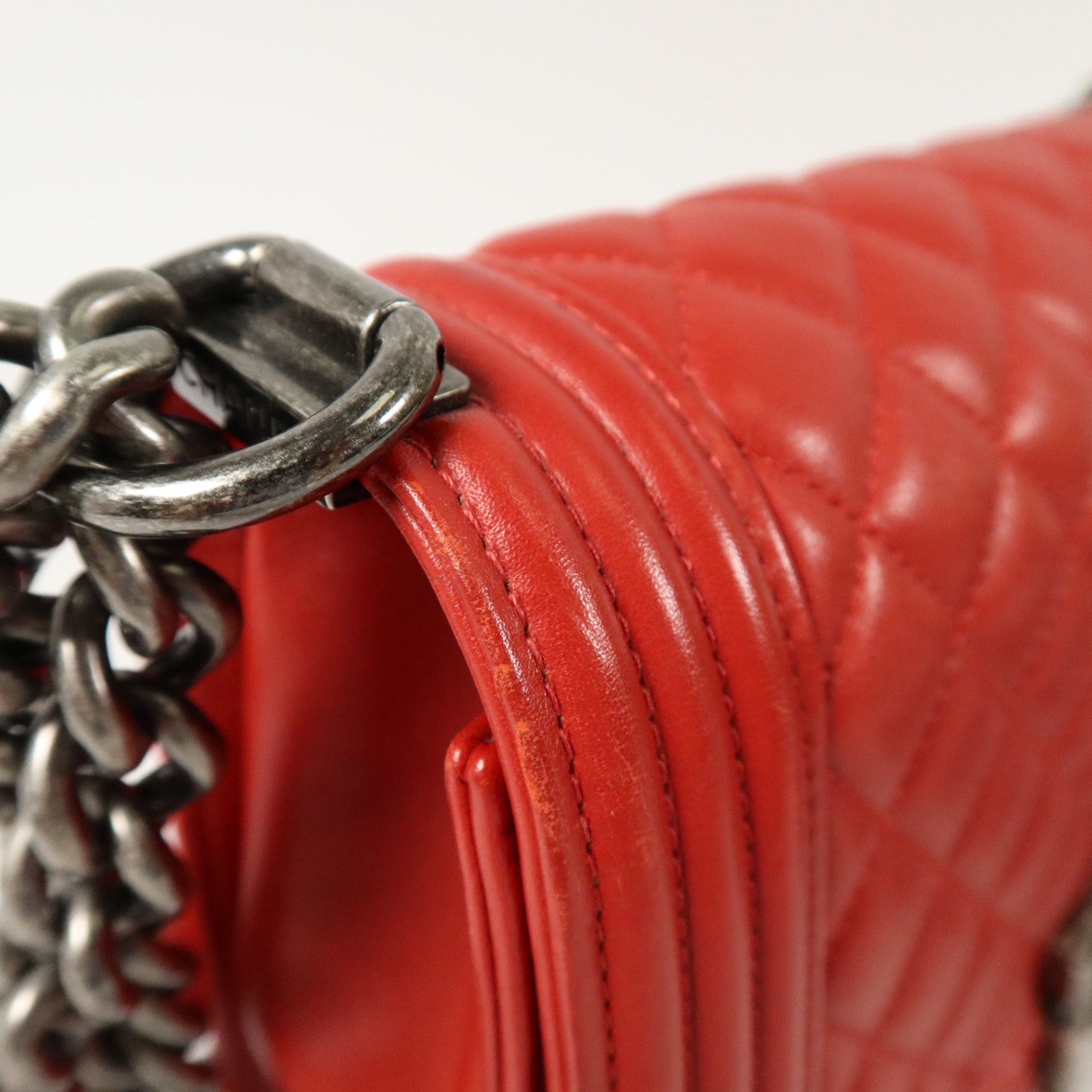 CHANEL Chanel Cc Shw Boy 25 Chain Shoulder Bag A67086 Calfskin Leather Red image 19