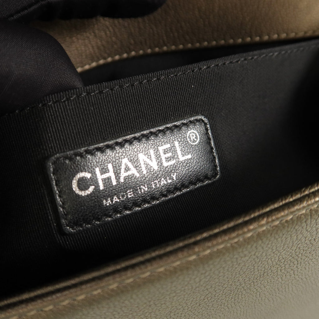 CHANEL Chanel Cc Boy 25 Chain Shoulder Bag Calfskin Leather Bronze image 8
