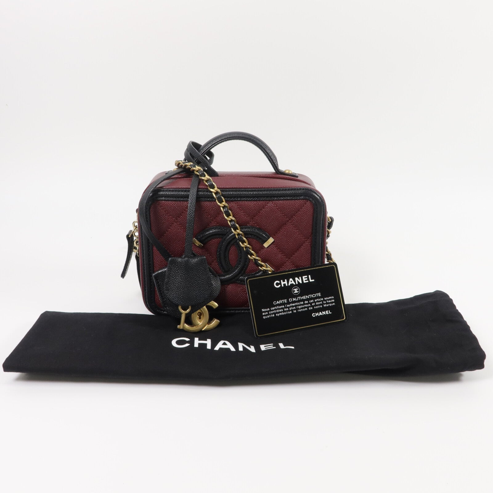 CHANEL Chanel Cc Ghw Vanity Case 2wayshoulder Bag Calfskin Leather Red image 11