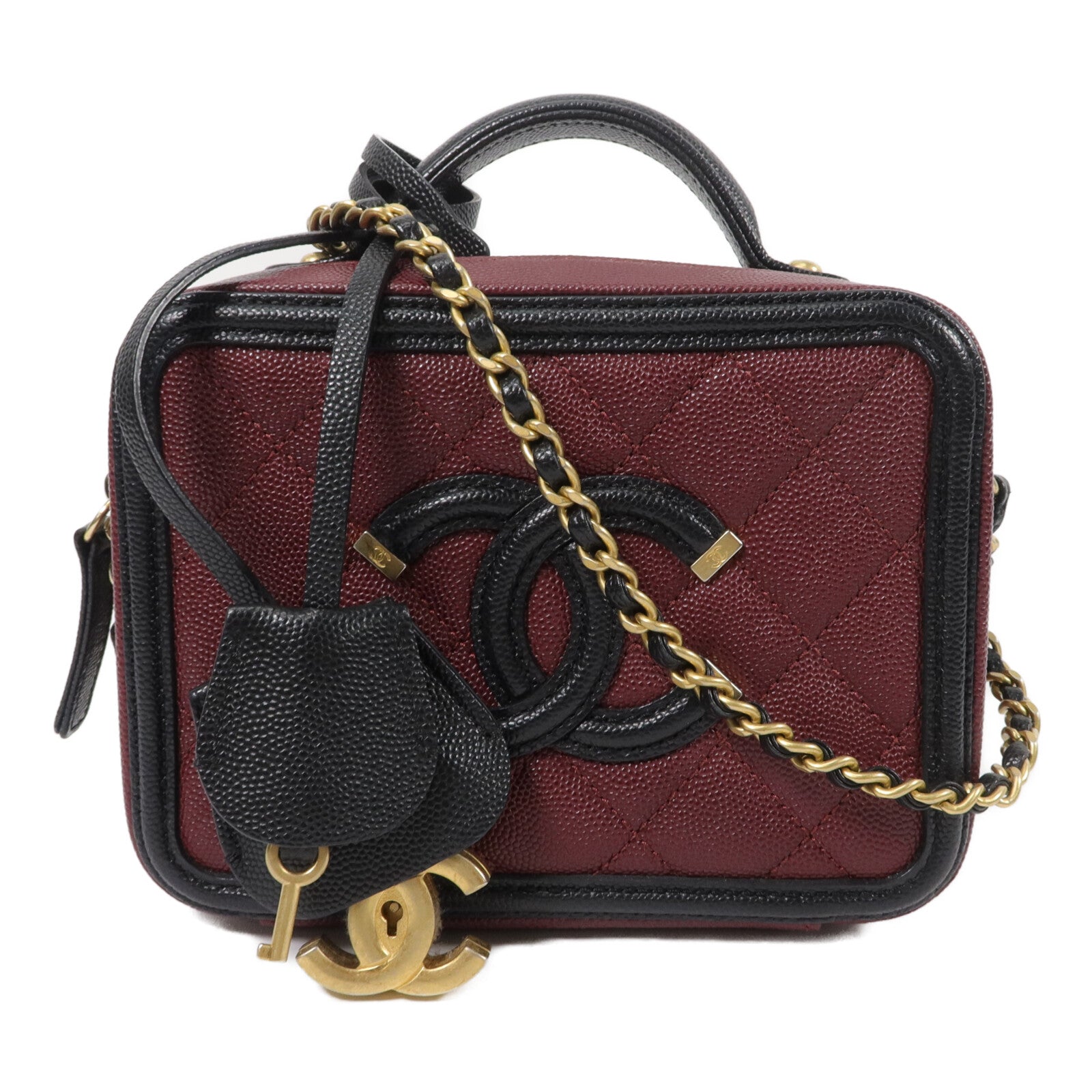CHANEL Chanel Cc Ghw Vanity Case 2wayshoulder Bag Calfskin Leather Red image 1