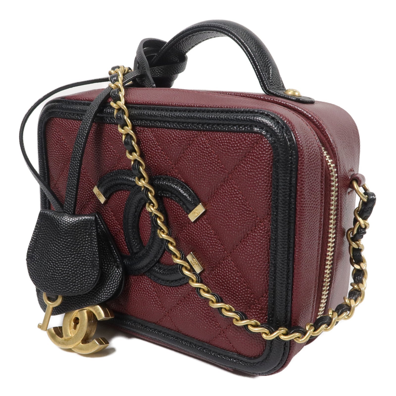 CHANEL Chanel Cc Ghw Vanity Case 2wayshoulder Bag Calfskin Leather Red image 3