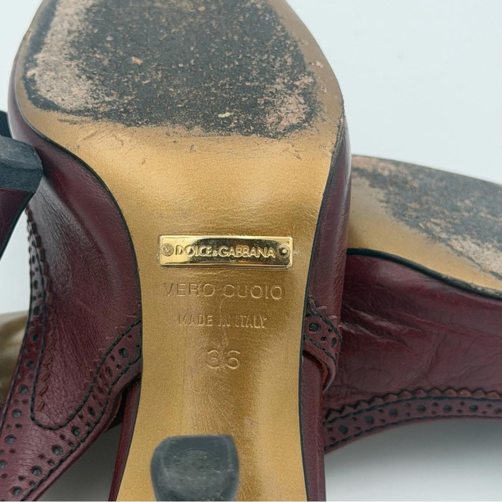 Dolce & Gabbana Burgundy Leather Slingback Heels – It 36