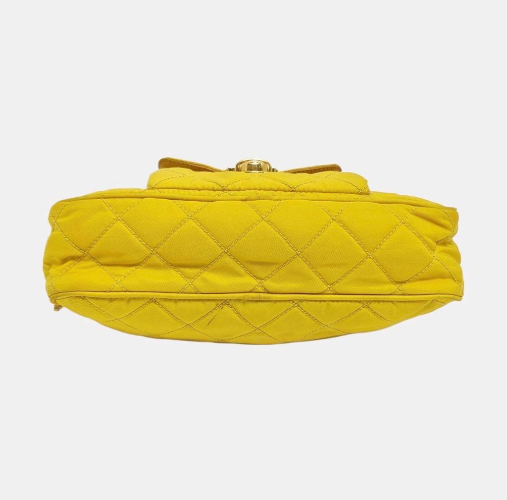 Prada Quilted Nylon Chain Shoulder Bag — Yellow