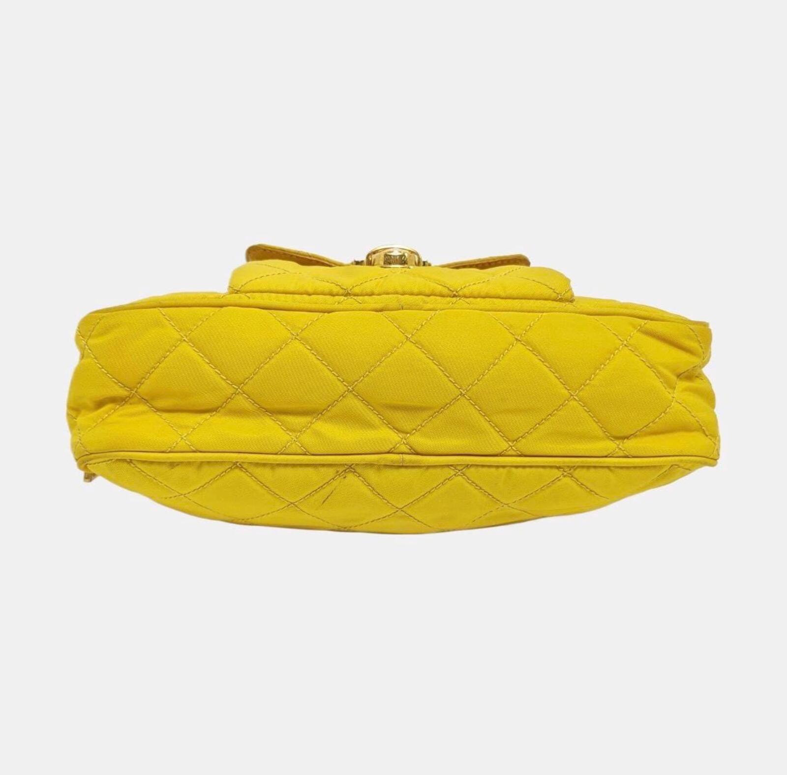 Prada Quilted Nylon Chain Shoulder Bag — Yellow