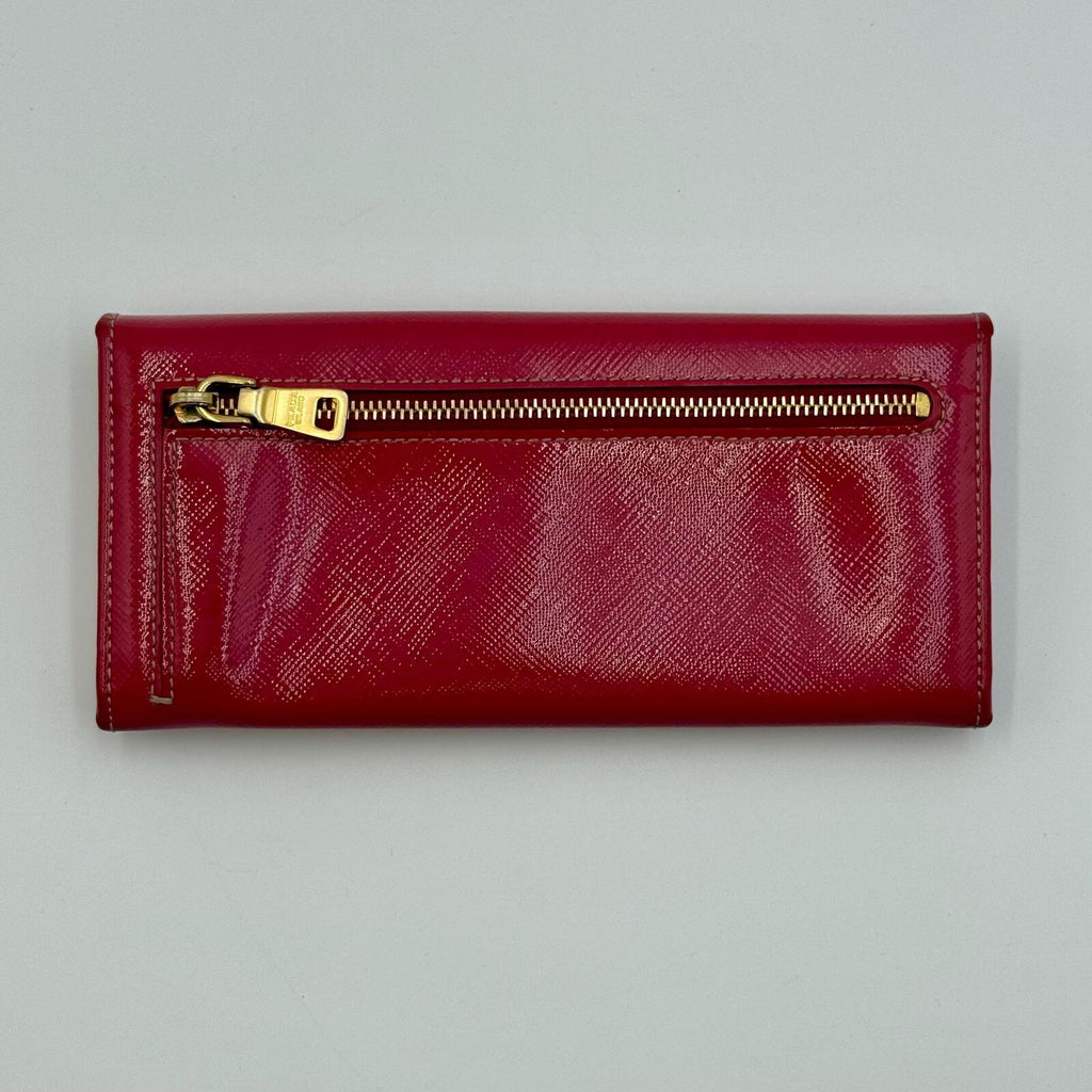 Prada Fuoco Saffiano Patent Leather Continental Wallet